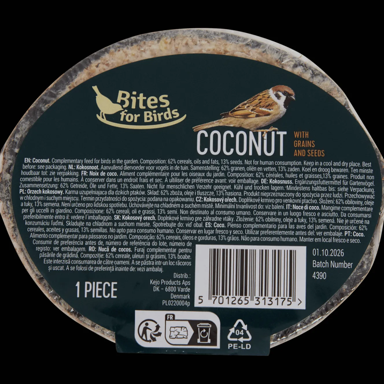 Alimentation*Bites for Birds Noix de coco garnie pour oiseaux