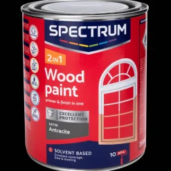 Peinture*Spectrum Peinture laque satinée pour bois 2-en-1 Anthracite