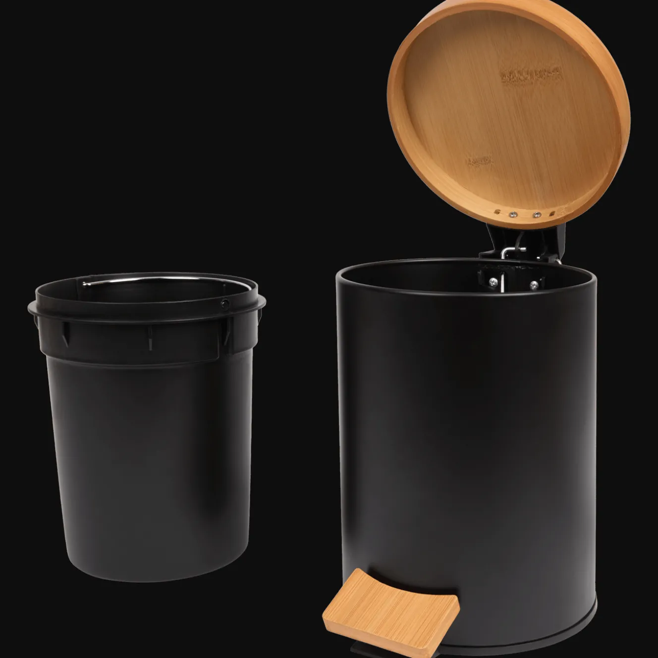 Poubelles*Action Poubelle à pédale avec couvercle en bambou